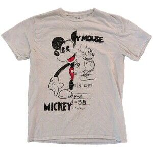Disney Mickey Mouse T Shirt Men’s Large White Graphic Model Dept Tee